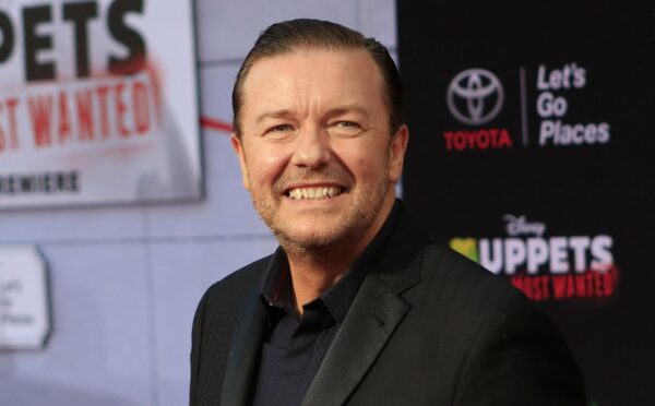 Photo shows Ricky Gervais at at the premiere of 2014's 'Muppets Most Wanted' at the El Capitan Theater in Los Angeles. Ricky Gervais recently appeared on the Romesh Ranganathan Show, where the vegan comedians discussed Gervais's recent donation of £2.5 million to various animal charities