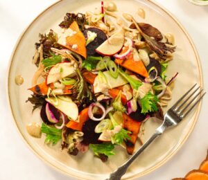 sweet potato salad with tahini dressing