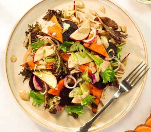 sweet potato salad with tahini dressing