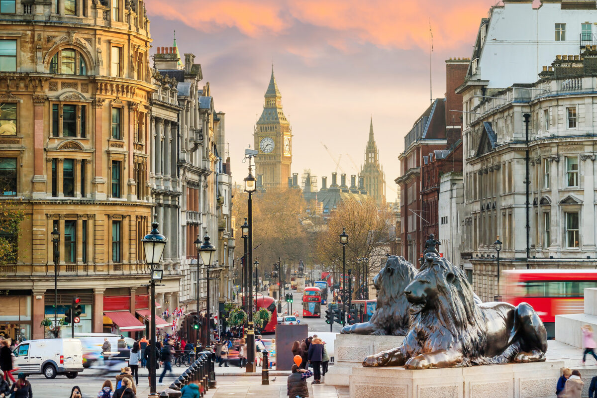 Photo shows Trafalgar Square in London, a particularly iconic part of the city. London was recently named the best vegan city in the UK and in the world