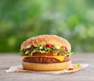 Photo shows the McDonald's McPlant burger. While McDonald's UK just cut most of its meat-free menu items, the McPlant remains available for now