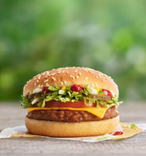 Photo shows the McDonald's McPlant burger. While McDonald's UK just cut most of its meat-free menu items, the McPlant remains available for now