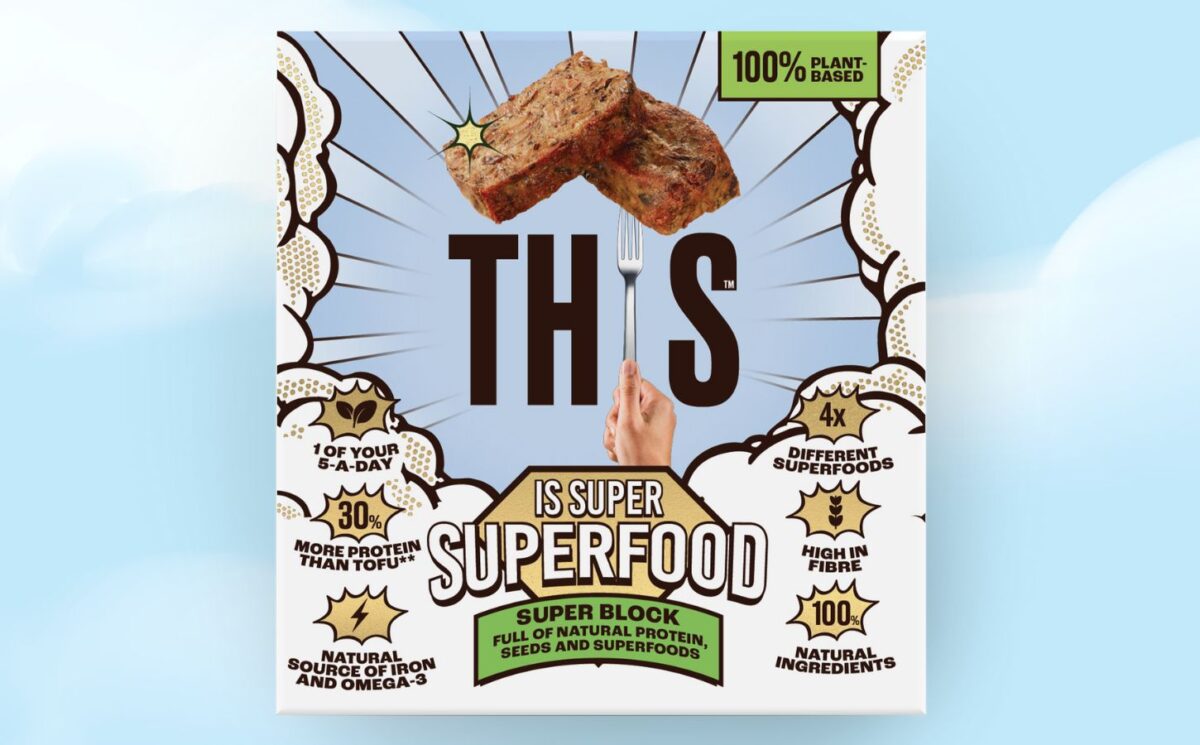 Photo shows the THIS Super Block, made with whole plant-based ingredients