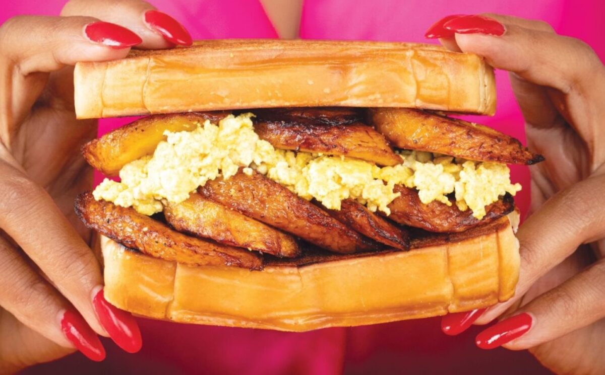 tropical plantain and egg breakfast sandwiches with tofu 'egg' for recipes that use nutritional yeast