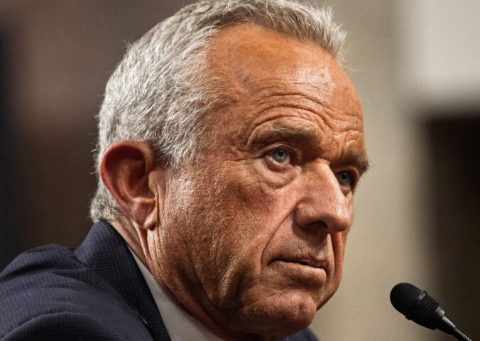 Photo shows RFK Jr speaking into a microphone. RFK Jr recently revealed he follows a carnivore diet