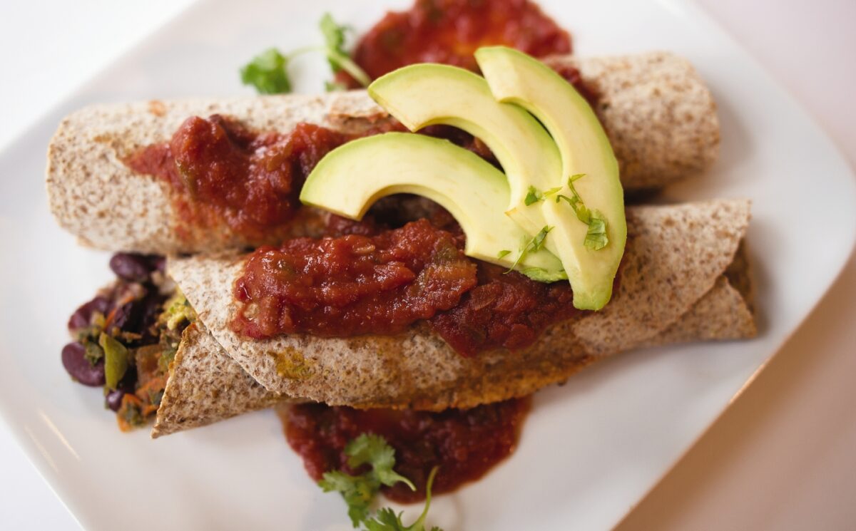very veggie burritos or enchiladas with pepper, kale, beans, salsa, and avocado for recipes that aren't bowls or salads