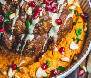 whole roasted cauliflower with harissa and red pepper hummus for roasted red pepper recipes