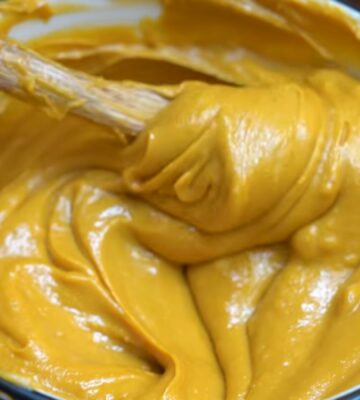 Shot of Miyoko's creamy vegan roadhouse cheddar in a bowl