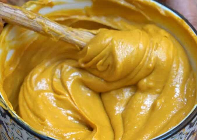 Shot of Miyoko's creamy vegan roadhouse cheddar in a bowl