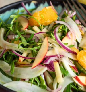 Apple, fennel and orange salad with a simple olive oil dressing
