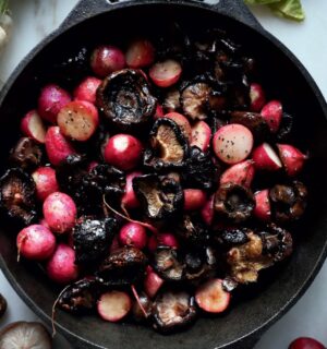 balsamic mushrooms and radishes for mood boosting