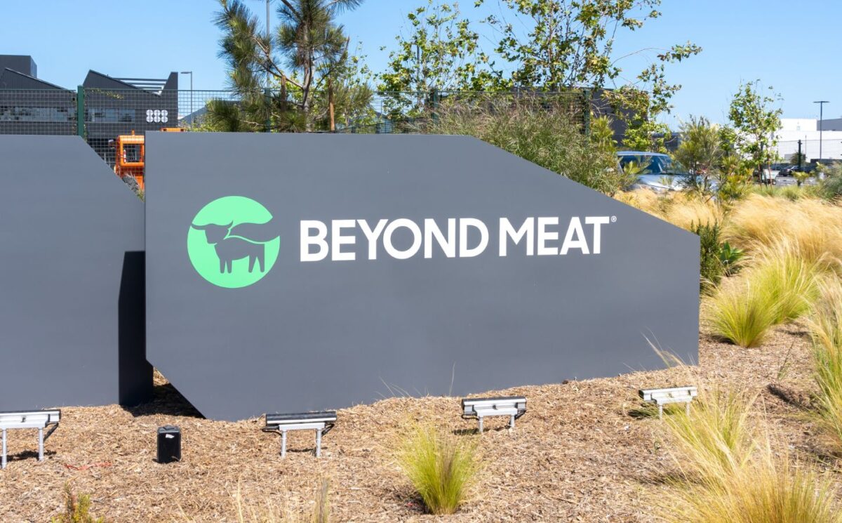 Photo shows the Beyond Meat sign at the company's headquarters. Beyond Meat's rebrand saw the company renamed as Beyond The Plant Protein Company