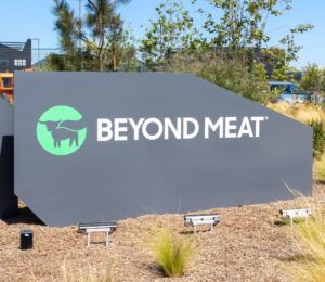 Photo shows the Beyond Meat sign at the company's headquarters. Beyond Meat's rebrand saw the company renamed as Beyond The Plant Protein Company