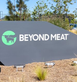 Photo shows the Beyond Meat sign at the company's headquarters. Beyond Meat's rebrand saw the company renamed as Beyond The Plant Protein Company