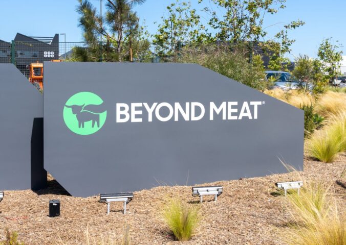 Photo shows the Beyond Meat sign at the company's headquarters. Beyond Meat's rebrand saw the company renamed as Beyond The Plant Protein Company