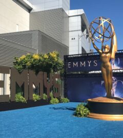 Photo shows the blue carpet at the 2018 Emmy Awards, or the "Emmys," as organized by The Academy of Television Arts & Sciences (ATAS). The Emmys will be fur-free from this year