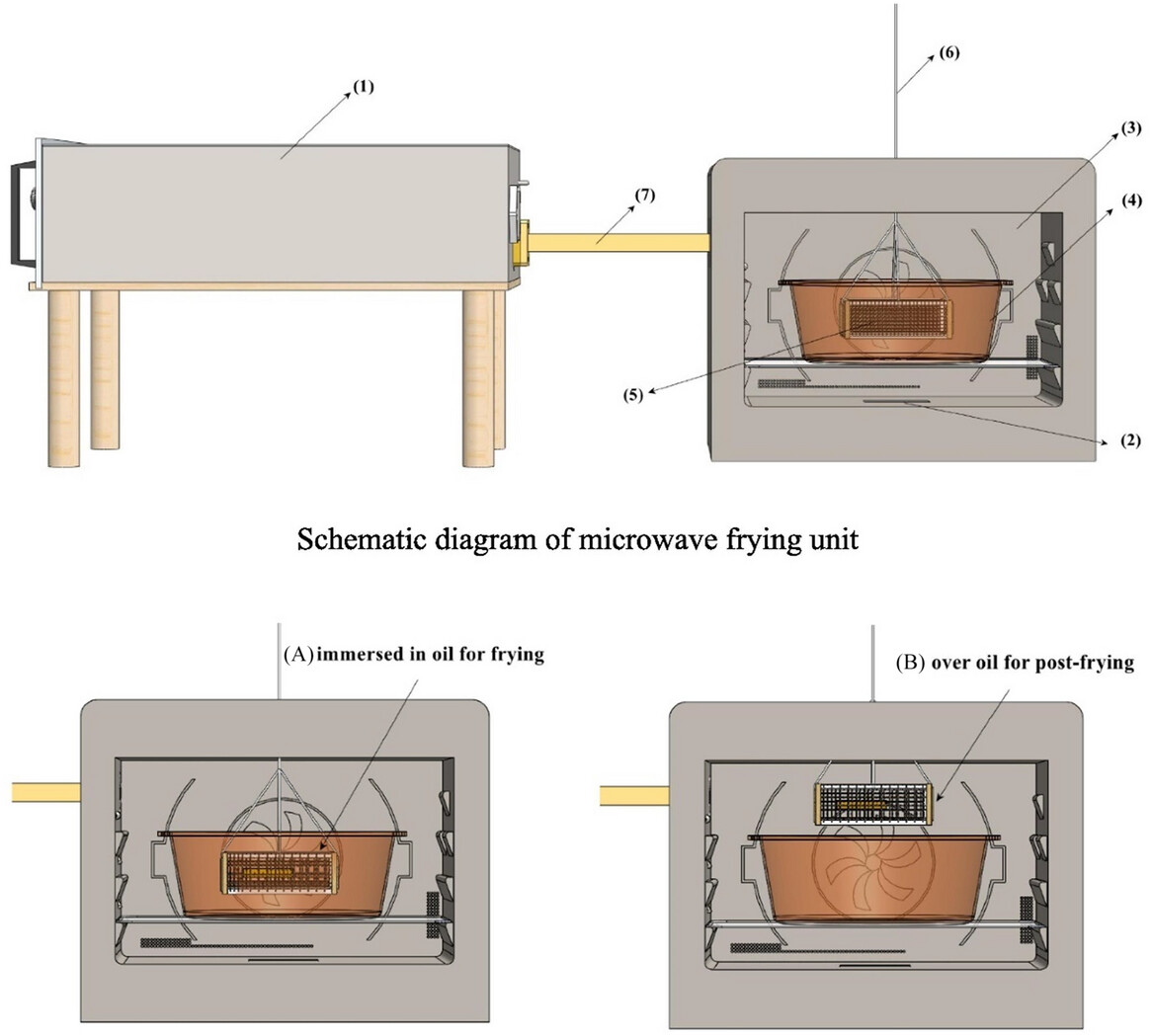 Photo shows a diagram of the prototype microwave fryer that scientists used to cook healthier french fries