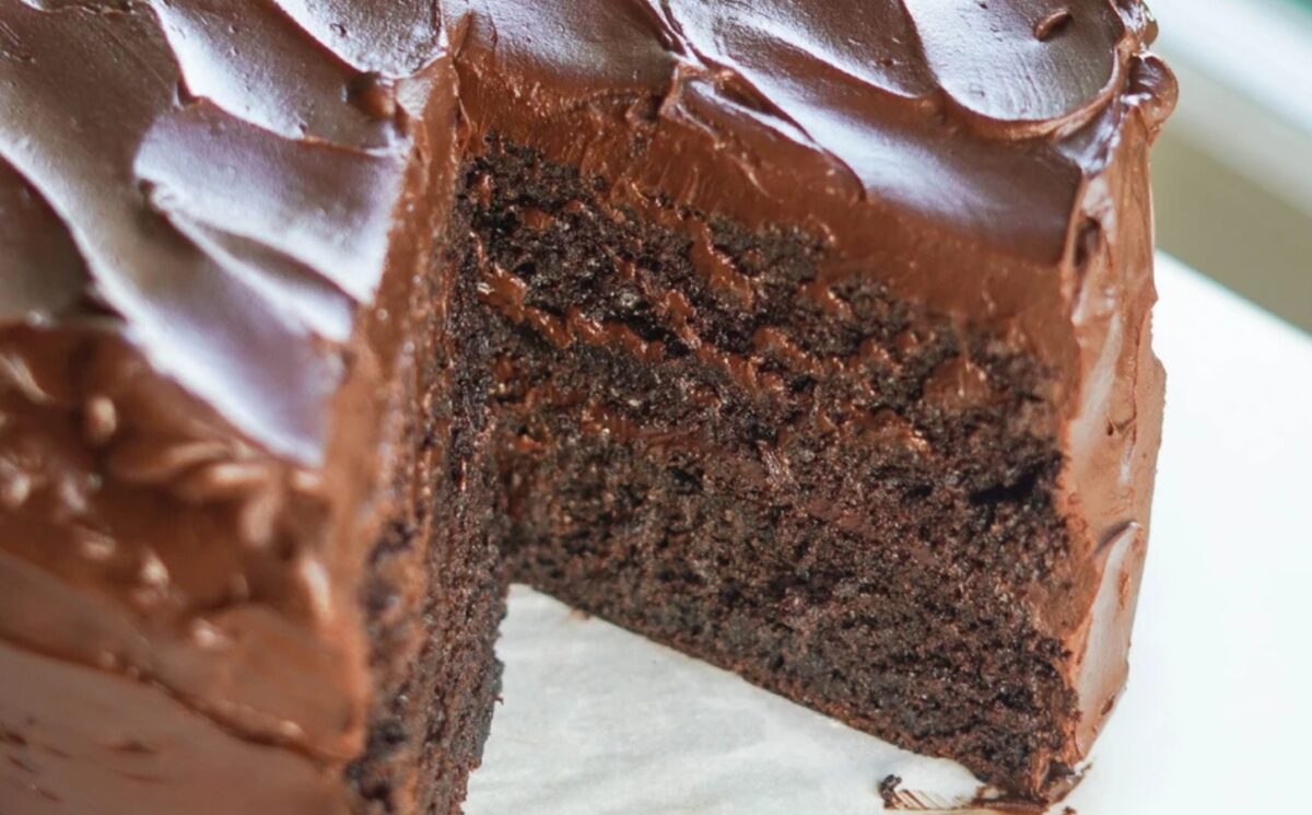 The Ultimate Vegan Chocolate Cake with dark chocolate ganache, cocoa, and coffee
