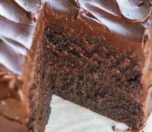 The Ultimate Vegan Chocolate Cake with dark chocolate ganache, cocoa, and coffee