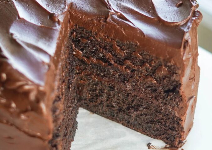 The Ultimate Vegan Chocolate Cake with dark chocolate ganache, cocoa, and coffee