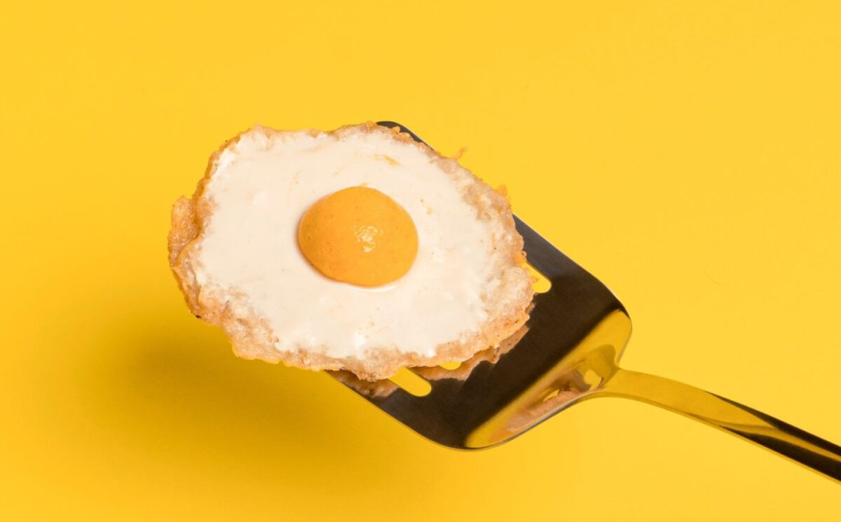 a vegan fried egg with a potato egg white and a sweet potato yolk for most popular breakfast recipes