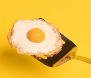 a vegan fried egg with a potato egg white and a sweet potato yolk for most popular breakfast recipes