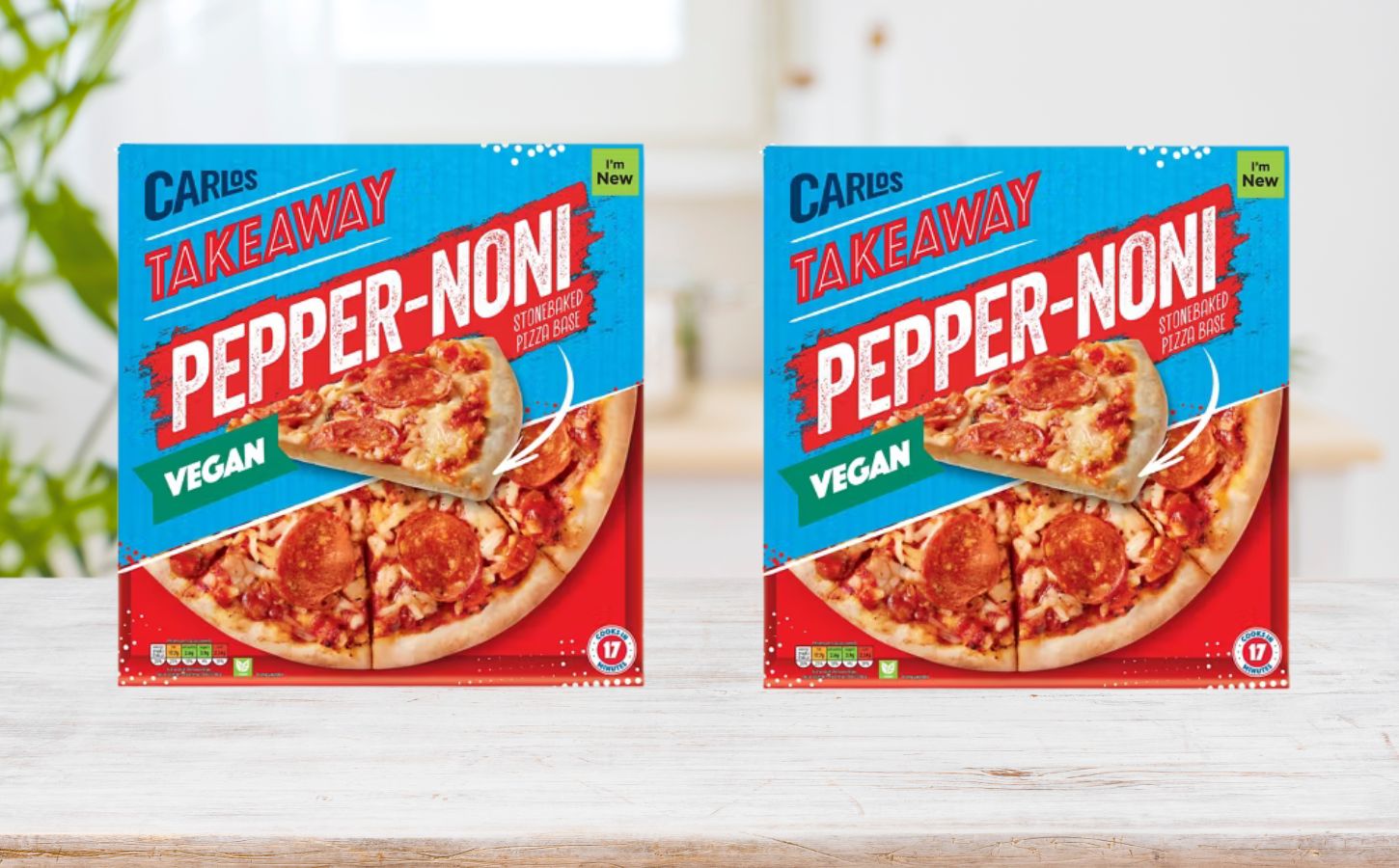 Photo shows Aldi's vegan pepperoni pizza, the stonebacked "Pepper-noni," produced by the Aldi Carlos Takeaway brand