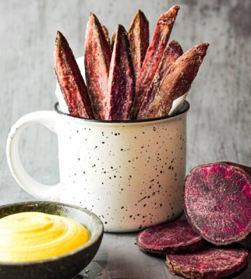 purple sweet potato fries with a simple seasoning
