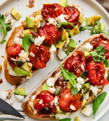 Avocado Sandwiches With Cherry Tomatoes And Feta Cheese