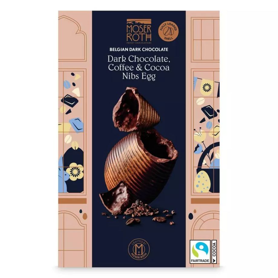 Photo shows the Aldi Dark Chocolate Ripple Egg with Rich Coffee