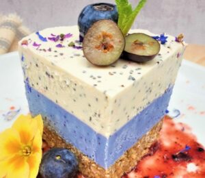 a layered lemon and blueberry cheesecake for blueberry recipes