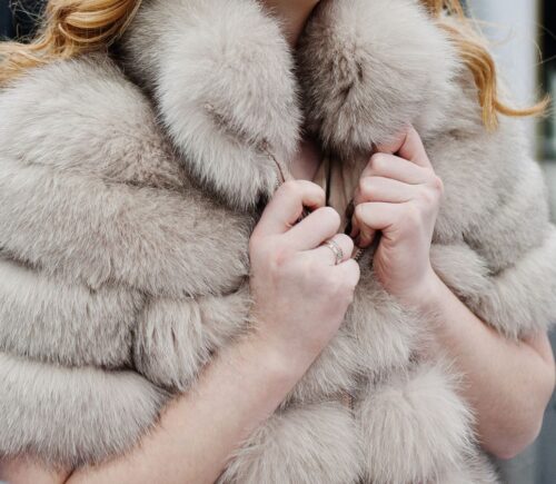 Photo shows a woman wearing a fur coat. Louis Vuitton, one of the last remaining luxury fashion brands that still uses animal fur, recently showcased a plant-based alternative by BioFluff at Paris Fashion Week