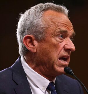 Robert F. Kennedy Jr., nominee for Secretary of Health and Human Services, testifies during his confirmation hearing. RFK Jr has said that he once cut “the penis out of a road killed raccoon.”