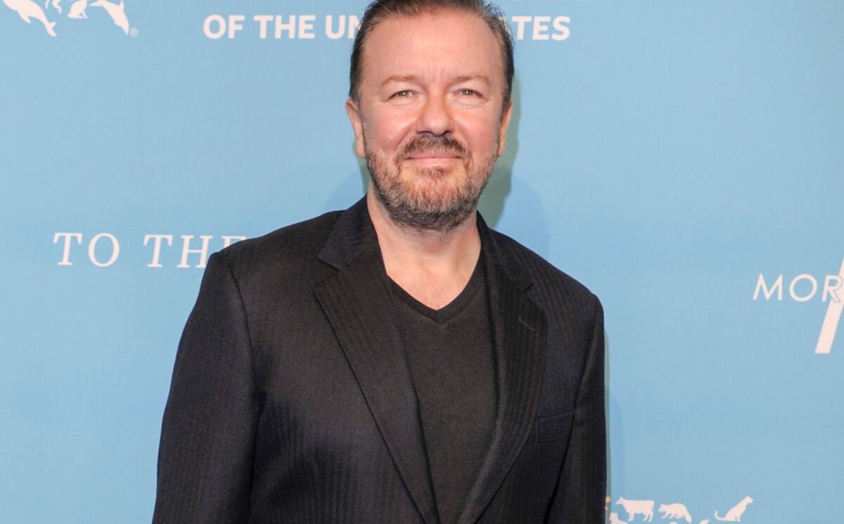 Photo shows Ricky Gervais at The Humane Society's 9th Annual to the Rescue! Gala at Cipriani 42nd Street on November 9, 2018 in New York City. Ricky Gervais has received the Jane Goodall Award for Unwavering Advocacy for Animals