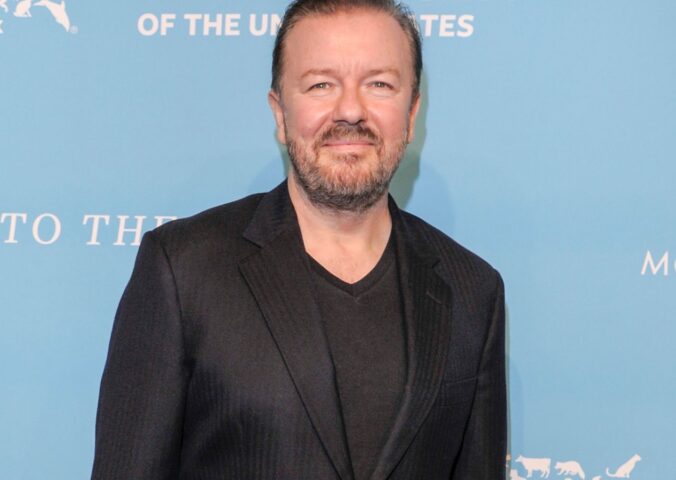 Photo shows Ricky Gervais at The Humane Society's 9th Annual to the Rescue! Gala at Cipriani 42nd Street on November 9, 2018 in New York City. Ricky Gervais has received the Jane Goodall Award for Unwavering Advocacy for Animals