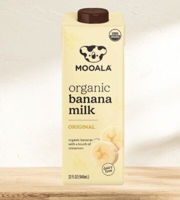 Photo shows a carton of Mooala's banana milk on a stock image of a kitchen worktop. Today is National Banana Day, which Mooala described as “the perfect excuse” to try its vegan, organic banana milk