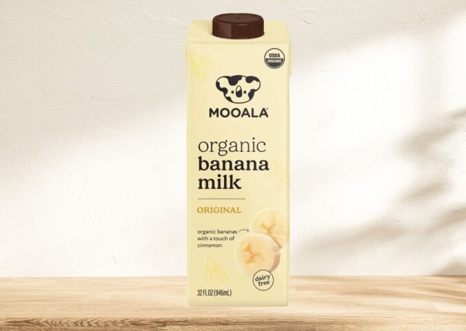 Photo shows a carton of Mooala's banana milk on a stock image of a kitchen worktop. Today is National Banana Day, which Mooala described as “the perfect excuse” to try its vegan, organic banana milk