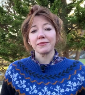 Photo shows vegan comedian Diane Morgan, who swapped her vegetarian diet for a fully plant-based one after seeing "horrific" footage, and is taken from a clip she recorded for Animal Equality UK in 2023