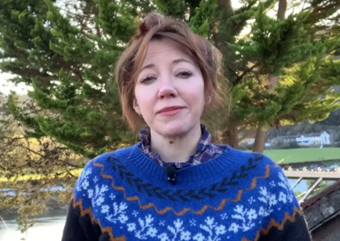 Photo shows vegan comedian Diane Morgan, who swapped her vegetarian diet for a fully plant-based one after seeing "horrific" footage, and is taken from a clip she recorded for Animal Equality UK in 2023