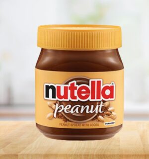 Photo shows a jar of the new Nutella Peanut on a stock kitchen background. To celebrate World Nutella Day, Ferrero finally launched Nutella Peanut, which is both the first vegan Nutella product in North America and an entirely new flavor for the brand