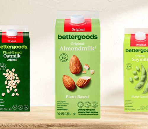 Photo shows the soy, almond, and oat milk drinks produced as part of Walmart's Bettergoods line. A Florida class-action lawsuit is arguing that Walmart’s milk alternatives contain non-plant-based ingredients
