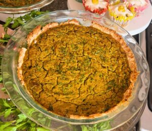 Herby Vegan Quiche with mushrooms, tofu, and nutritional yeast