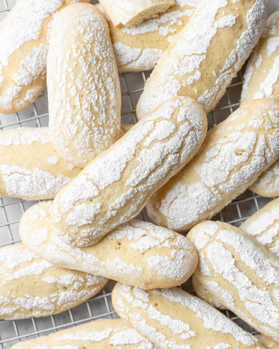 Vegan Ladyfingers Biscuits with aquafaba and lemon zest