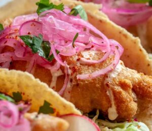 banana blossom tacos with vegan mayo, baja cabbage slaw, and a crispy batter for vegan banana recipes