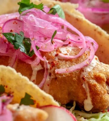 banana blossom tacos with vegan mayo, baja cabbage slaw, and a crispy batter for vegan banana recipes