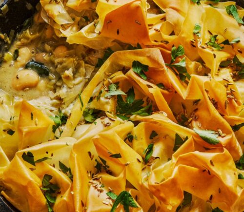 creamy leek butter bean filo pie with coconut milk and herbs for filo recipes