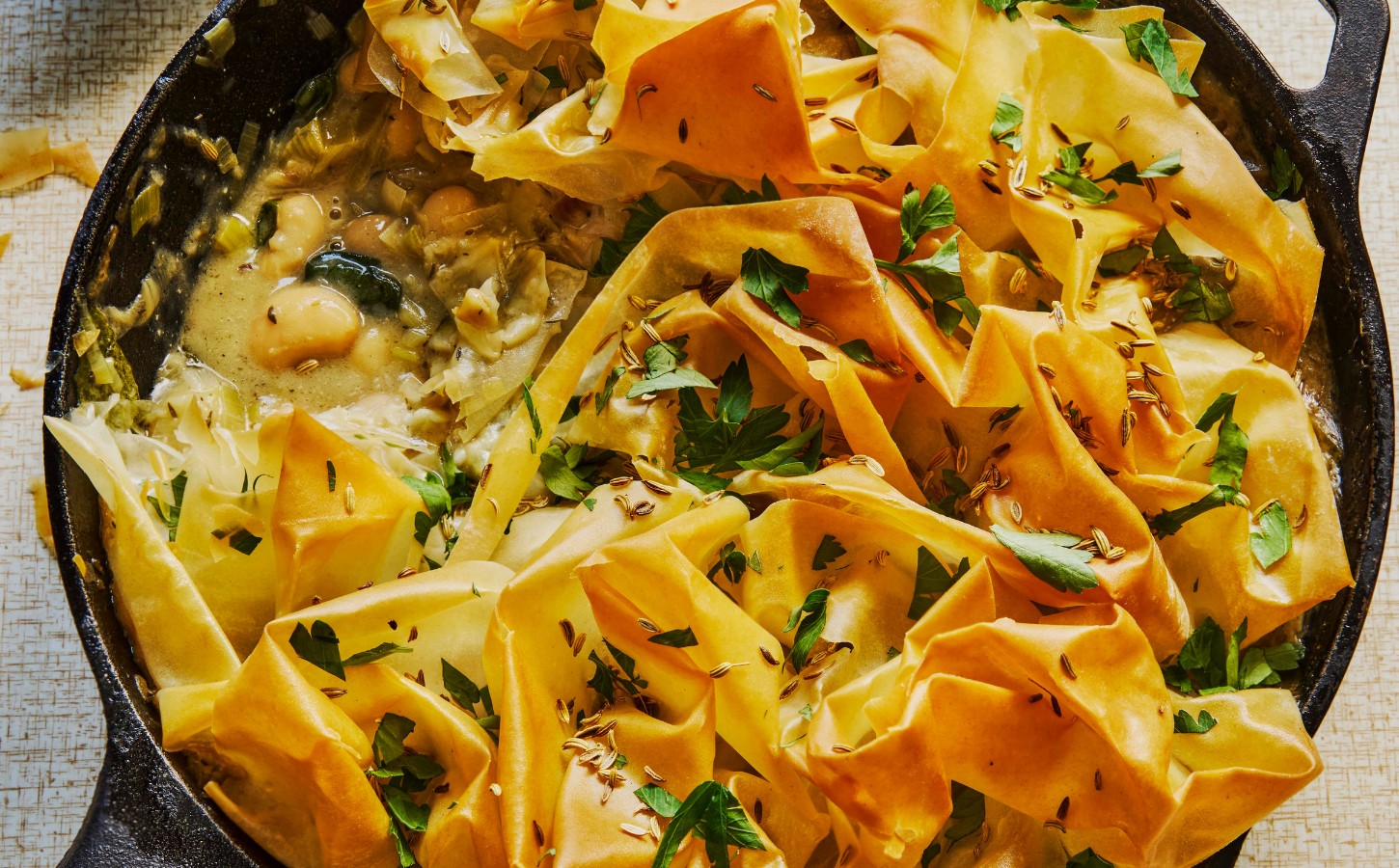 creamy leek butter bean filo pie with coconut milk and herbs for filo recipes