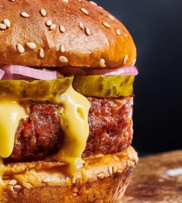 vegan earth day burger for Earth Day, BBQs spring etc for meaty vegan recipes