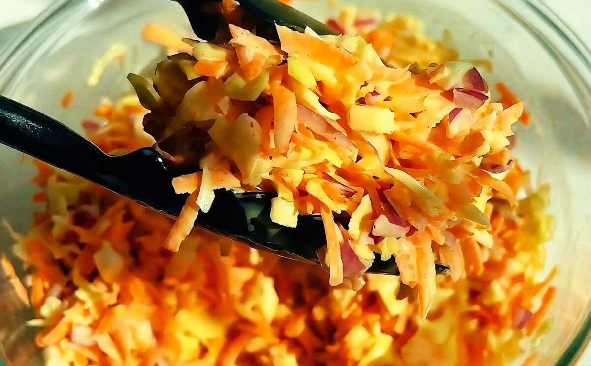 Vegan Jamaican coleslaw with cabbage, scotch bonnet, vegan mayo, sugar, lime and more for plant-based BBQ recipes