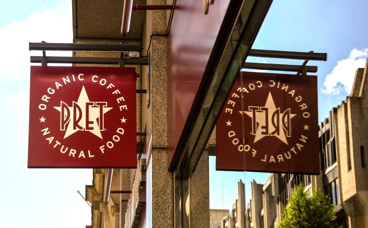Photo shows the front of a Pret A Manger Cafe. Pret has launched a new vegan Korean BBQ tofu "Super Plate"